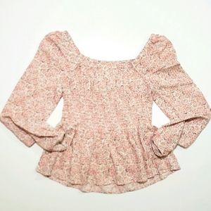 Japna Boho Floral Cottage Core Peplum Top Blouse